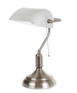 InLight Επιτραπέζιο φωτιστικό από νίκελ ματ μέταλλο και λευκό γυαλί 1XE27 D:38cm (3431-ΝM)