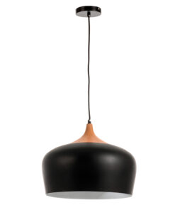 InLight Κρεμαστό φωτιστικό από μαύρο μέταλλο και ξύλο 1XE27 D:35cm (4387-BL)