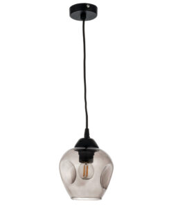 InLight Κρεμαστό φωτιστικό από μαύρο μέταλλο και φιμέ γυαλί 1XE27 D:16cm (4474-BL)