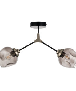 InLight Κρεμαστό φωτιστικό από μαύρο μέταλλο και φιμέ γυαλί 2XE27 D:60cm (6129-2-ΝΜ)