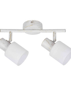 InLight Επιτοίχιο σποτ από μέταλλο σε απόχρωση λευκής πατίνας 2XE14 D:27cm (9079-2Φ-Λευκή Πατίνα)