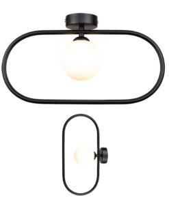 InLight Επιτοίχιο Φωτιστικό Μαύρο G9 – Οβάλ με White Opal Γυαλί 15×40 cm (43030-Black)