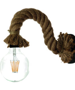 InLight Επιτοίχιο φωτιστικό από καφέ σχοινί και μαύρο μέταλλο 1XE27 D:25cm (43367-BL)