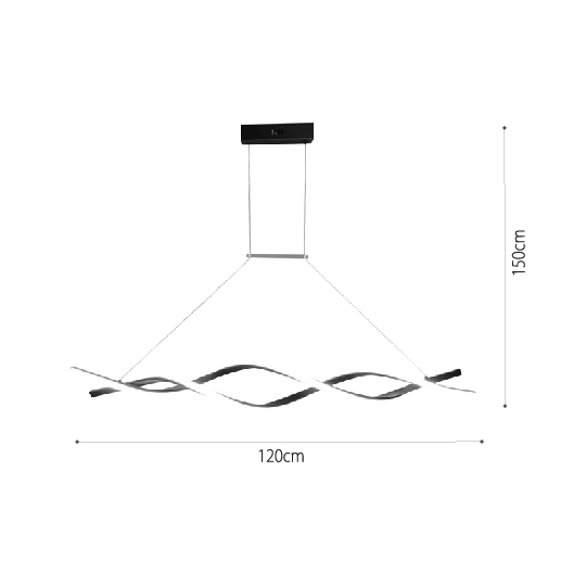 InLight Κρεμαστό φωτιστικό LED 40W 3CCT (by switch on base) σε μαύρο χρώμα D:120cm (6085-BL) - Image 2