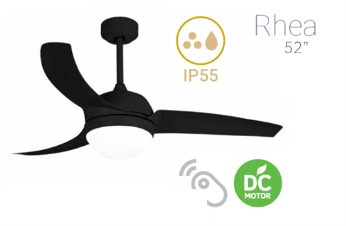 ΑΝΕΜΙΣΤΗΡΑΣ ΟΡΟΦΗς IP55 +ΦΩΣ ΤΗΛ .52" ΜΑΥΡΟ RHEA