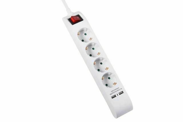 ΠΟΛΥΠΡΙΖΟ 4 ΘΕΣΕΩΝ & 2USB(2.1A) ΜΕ ΔΙΑΚΟΠΤΗ 3Χ1.5mm 1.5Μ ΑΣΦΑΛΕΙΑΣ 80-00141