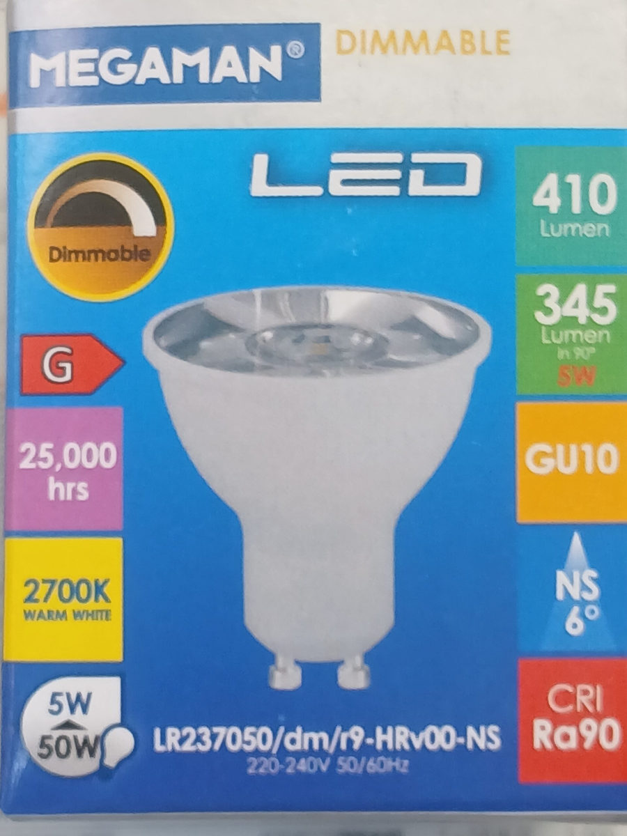 LED REFLECTOR DIMABLE PAR16 6W GU10 2700k 560L 12D MEGAMAN 40-12526