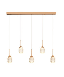 Inlight Κρεμαστό φωτιστικό LED 5*10W από χρυσαφί μέταλλο και ακρυλικό D:60x200cm (4077R-5-Golden)