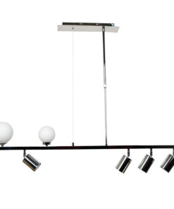 InLight Κρεμαστό φωτιστικό από χρώμιο μέταλλο και λευκή οπαλίνα 2XG9 και 4XGU10 D:110cm (6191-CH)