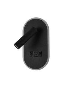 InLight Επιτοίχιο Φωτιστικό LED Μαύρο 3W + 9W – Spot & Backlight με USB & Type-C (43041-BL)