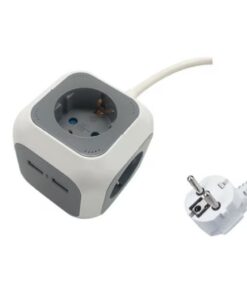 ΠΟΛΥΠΡΙΖΟ 3 ΘΕΣΕΩΝ & 2USB(2.1A) ΚΥΒΟΣ ΓΚΡΙ 3Χ1.5mm 1.5Μ ΑΣΦΑΛΕΙΑΣ 80-00142-10
