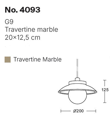 InLight Κρεμαστό φωτιστικό γκρι από travertine marble 1XG9 D:20 x 12.5cm (4093) - Image 2